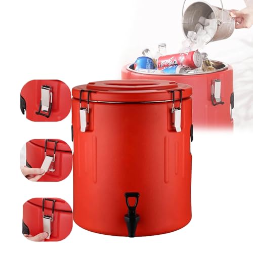 Barril de Acero Inoxidable 304 con Aislamiento térmico, Ideal para Agua Caliente y fría, Mantiene el Calor hasta 48 h, con Grifo de Resina, Cierre hermético y Revestimiento Antiadherente Engrosado.