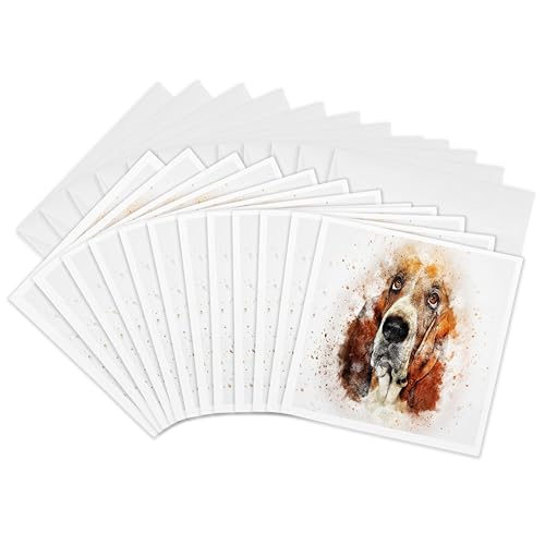 Cartes de vœux basset 3dRose Gc_299575_2 lot de 12 formats 15x15 cm