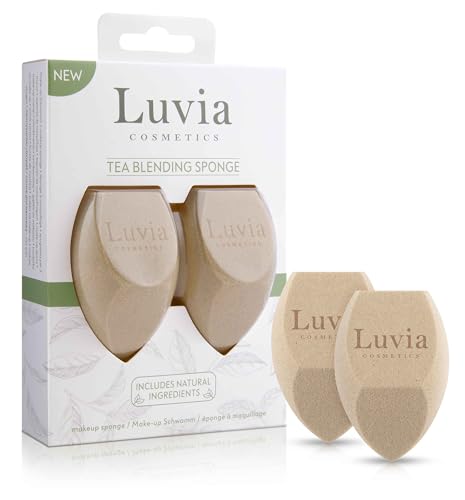 Makeup Sponge Set including Precious Tea - Luvia Cosmetics - Makeup Blender Diamond Shape, beige, 1 count (Pack of 2)