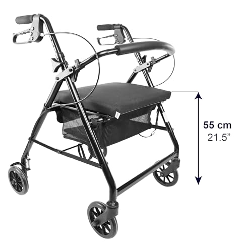 Leichter KMINA Rollator mit Sitz – Faltbar und Höhenverstellbar