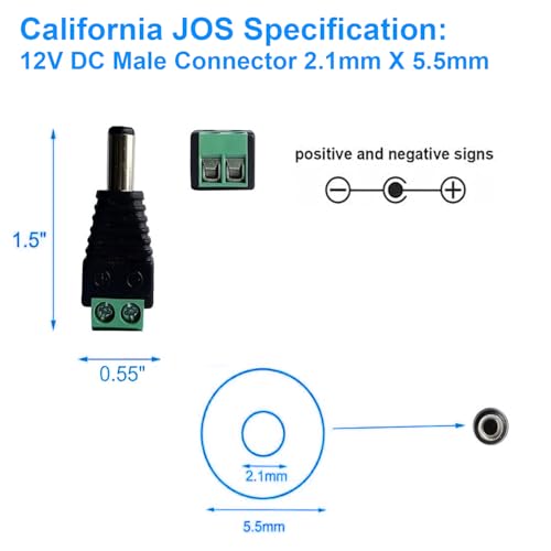 California JOS 2 Male + 2 Female 12 V 2.1x5.5mm DC Power Jack Plug Adapter Barrel Connector for CCTV Security Camera LED Strip - Image 6