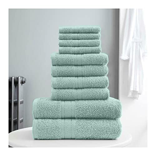 Lions Toallas - Juego de 10 piezas de pacas - 4 caras 4 manos 2 toallas de baño - 100% algodón 450 GSM (huevo de pata)