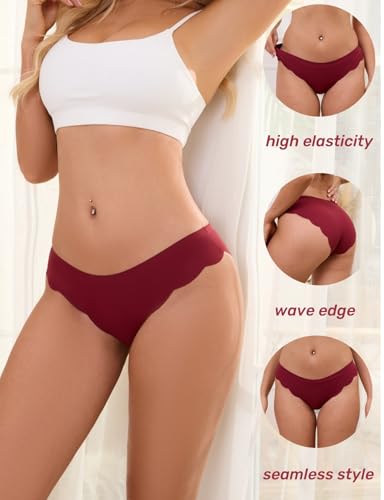 Seamless Underwear for Women No Show Wave Edge Bikini Low Rise Cheeky Breathable Comfortable Soft Panties 6 Pack2