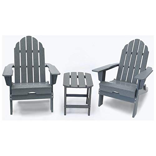 LuXeo 3-Piece Balboa Adirondack Chairs & Side Table, Gray