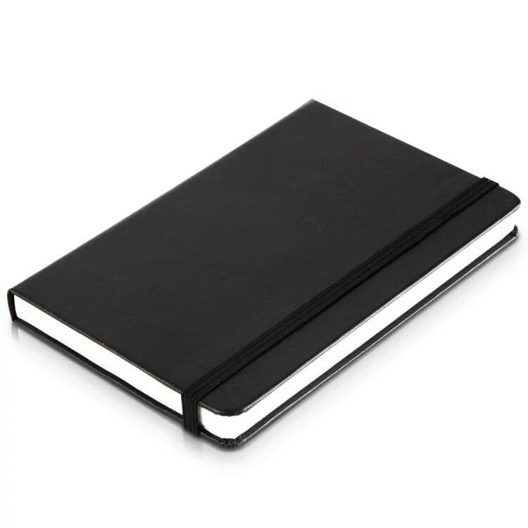 Image of AccuPrints Hard Bound A5 or 5.8 * 8.3 inches Notebook With Elastic For Office Personal Use, Journal Diary With 192 Ruled Pages (Black)
