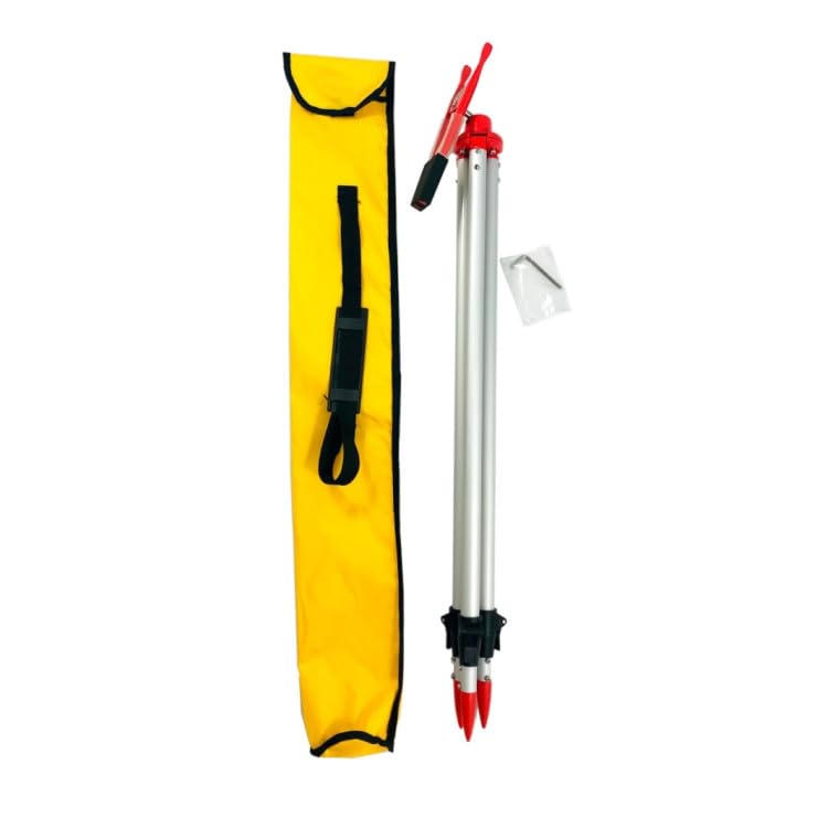 Tripod T02 - Trípode de aluminio con pinza de sujeción de goma para barras de medición y niveladores, incluye bolsa de transporte