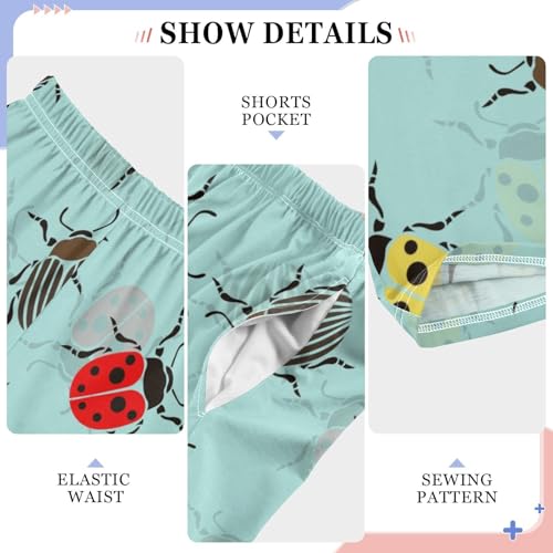 Beetle Ladybug Boys Pants Boys Athletic Pants Long Pant for Boywith Pockets Wide-Leg Size 6-14Y4