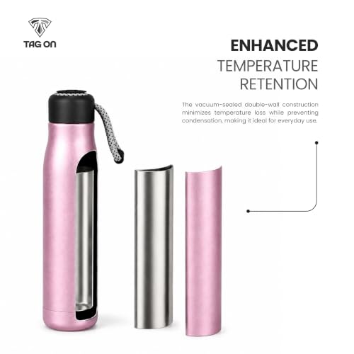 Image of 304 Stainless Steel Water Bottle 500 ml | Hot & Cold | Durable & Leak-Proof | For Office, Home, Kids, School For Women Men | 500ml water bottle | Pink