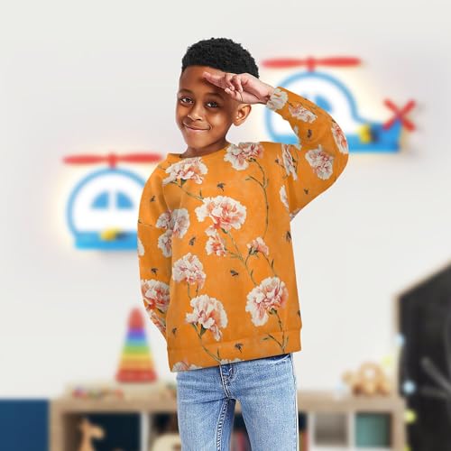 JUNZAN Chic Carnation Orange Little Boys Pullover Hoodie Fleece Sweatshirts for Boys Party 4T4