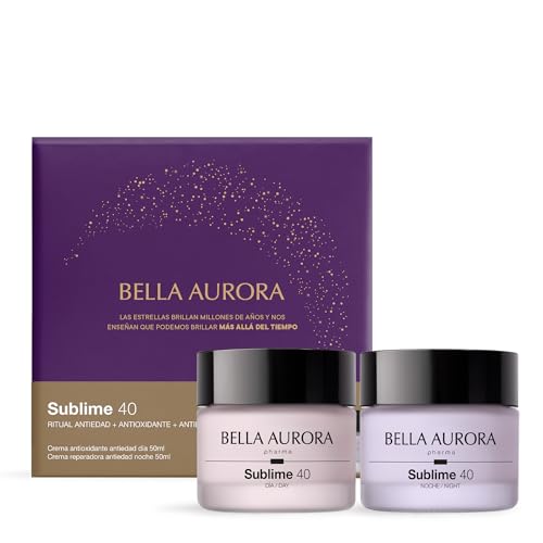 Bella Aurora Sublime 40 Set Anti-Edad, Crema Día Antioxidante SPF20 50ml con Crema Noche Reparadora 50ml, Ritual Diario Anti-Estrés y Renovador