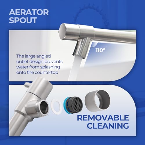 Wewe W0101BN Kitchen Faucet With Pull Down Sprayer, Kitchen Sink Faucet With Pot Filler Single Handle Commercial High Arc Stainless Steel Brushed Nickel thumb #6