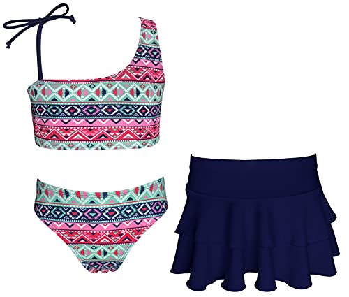SHEKINI Girl's Three Piece Swimsuits Ruffle Tie Bathing Suit