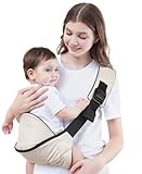 GAGAKU Portabebés Lateral Tirantes para Niños Pequeños Correa Acolchado Ajustable Portabebés Ergonómico Portátil con Asiento Antideslizante para Bebés y Niños Pequeños (6,4-20 kg) - Crema