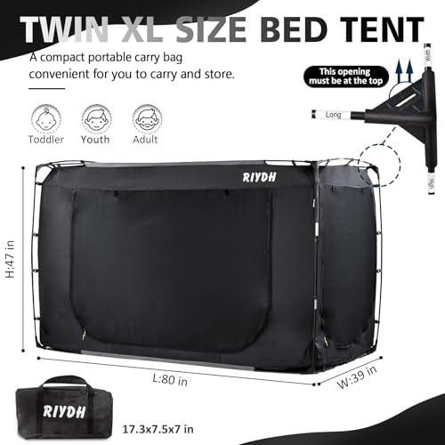 Bed Tent Bed Canopy Twin XL Size Tents for Adult and Kids- Original Design Portable Dream Tent Indoor Sleeping Tents 80% Blackout with 3 Doors Breathable Big Space
