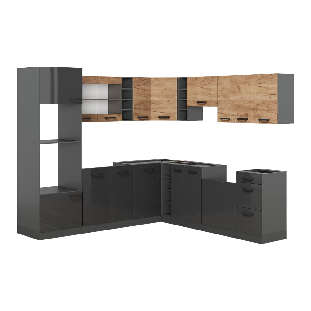 Vicco Kuchnia narożna R-Line Antracyt-dąb Goldkraft/Antracyt 247x237 cm