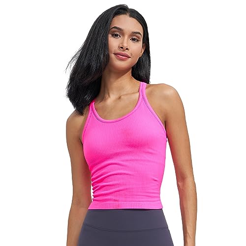 Image of sphinx cat Womens Ribbed Workout Crop Tops with Built in Bra Yoga Racerback Tank Top Slim Fit