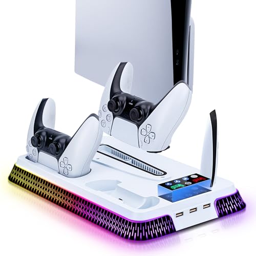 Ya en mundofriki.es: Wigearss Soporte Vertical para PS5/PS5 Slim/PS5 Pro con Ventiladores de Refrigeración Carga para 2 Mandos, Ventilador de Enfriamiento Ajustable en 3 Niveles con 10 Efectos de Iluminación LED