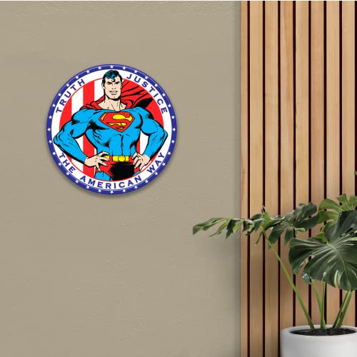 Desperate Enterprises Superman American Way Aluminum Sign with Embossed Edge - Nostalgic Vintage Metal Wall Decor - Made in USA