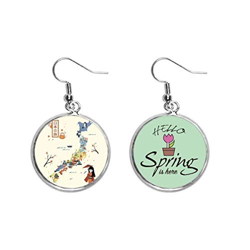 Pendientes de primavera tradicionales japoneses con colgante cultural