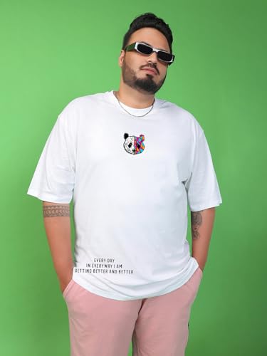 Image of Bewakoof Original Men's 100% Cotton 220 GSM Graphic Print Oversized Fit Round Neck Plus Size T-Shirt