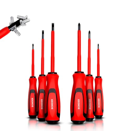 Kit Chave Fenda Magnetica 6 Peças Jogo Chave Isolada Philips Fenda Conjunto de Chave Estrela com Cabo Emborrachado Eletricista Chave de Fenda Philips Linha Premium