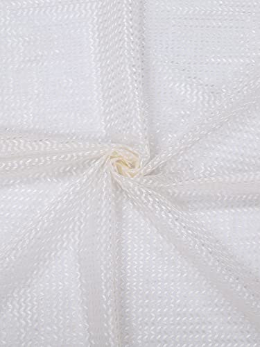 Image of Set of 2 Pcs Sheer Premium Lightweight Tissue Fabric Solid Cream Color Eyelet Long Door Curtain, 2 Pc Long Door Curtain 8ft