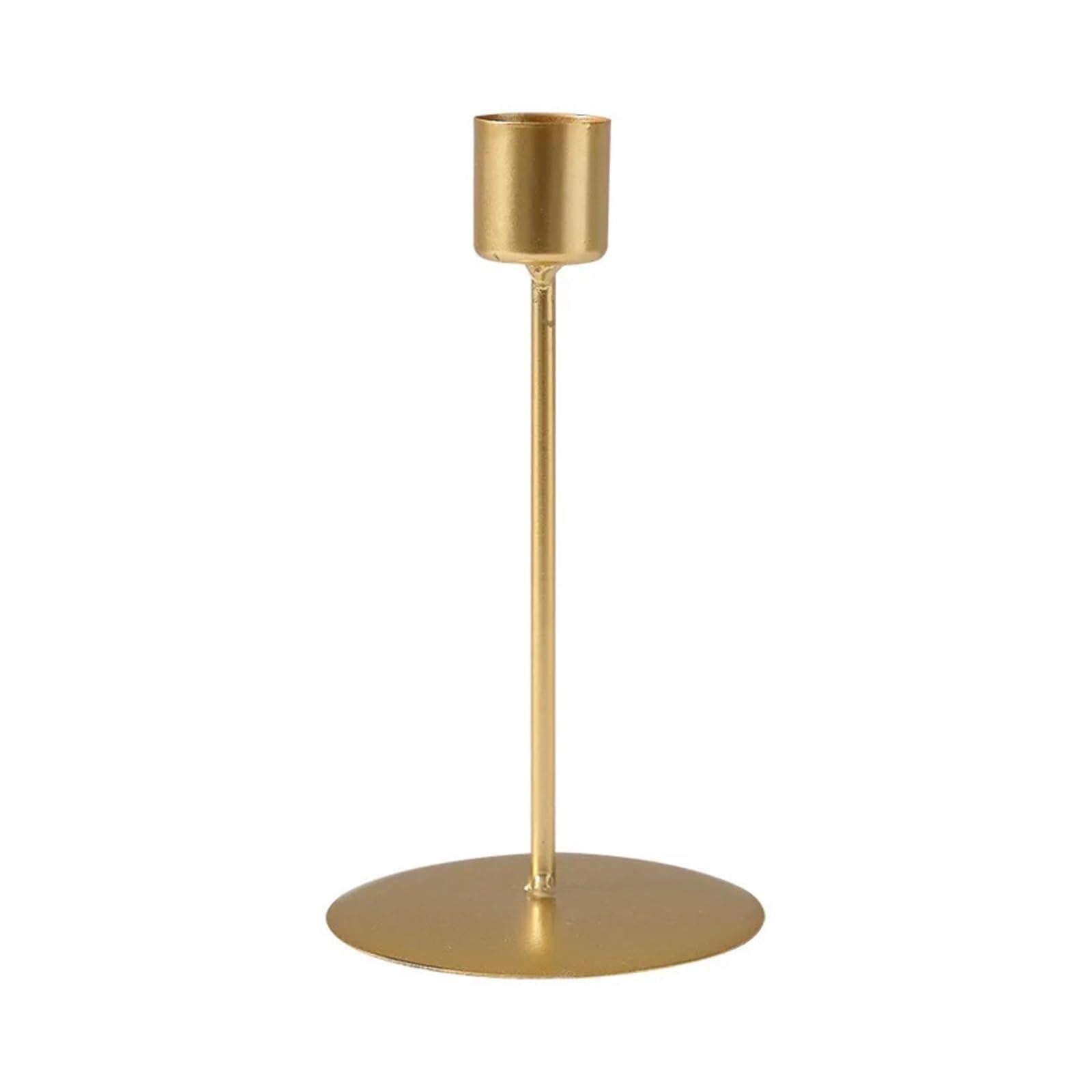 Candle Holders 2pcs Simple Iron Candlestick Candlelight Dinner Table Decoration(Gold Short)