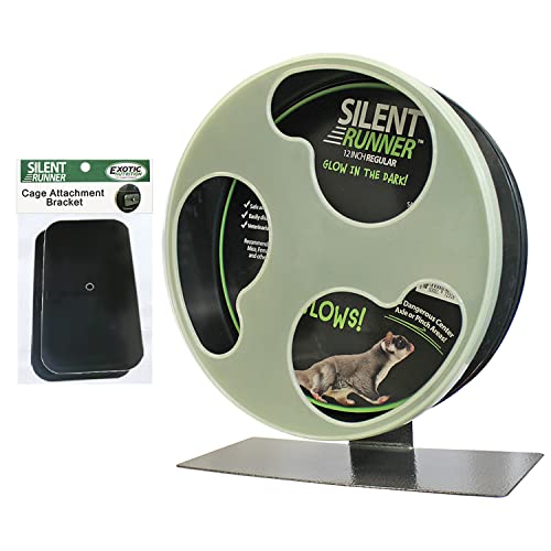 Silent Runner Glow Wheel - 12 Regular - Exercise Wheel + Cage Attachment - Silent, Fast, Durable Exercise Wheel - Sugar Gliders, Hamsters, Female Rats, Mice & Small Pets