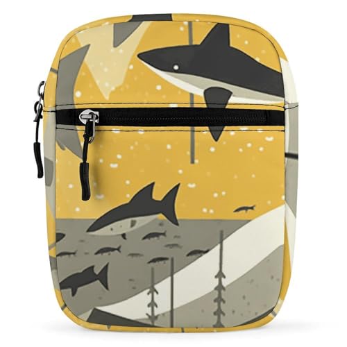 Satchel Tote Bag Messenger Bag Shark Silhouette Printed Mini Sling Bag Purse Suitable for Work Travel