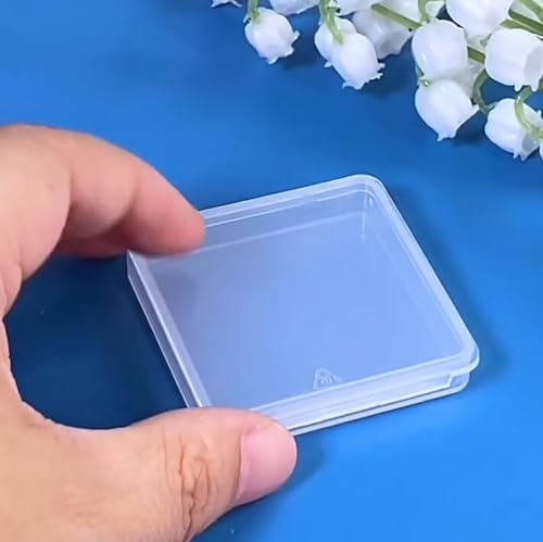 Image of 12 Pieces Square Empty Mini Clear Plastic Storage Containers (1.85 x 1.85 x 0.32 inch) with Lids for Tiny Items and Other Craft Projects