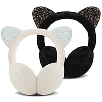 Forreen Ohrenschützer für Mädchen, 2 Stück Ohrenwärmer Plüsch Süße KatzeÖhrche Einstellbar Earmuffs Weich Kältebeständig Ohrwärmer für Außenbereich, Warm, Winter