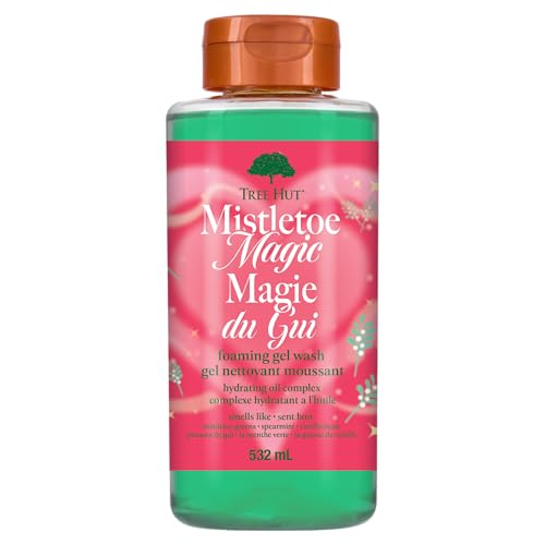 Tree Hut Mistletoe Magic Foaming Gel Wash, Moisturizing & Hydrating Body Wash with Shea Butter, Cleanses Skin Leaving It Soft & Fresh, 18 fl oz