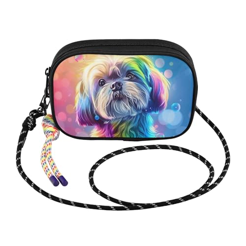 Crossbody Bag Cute Shih Tzu Dog in Rainbow Color Phone Purse Small Handbag2