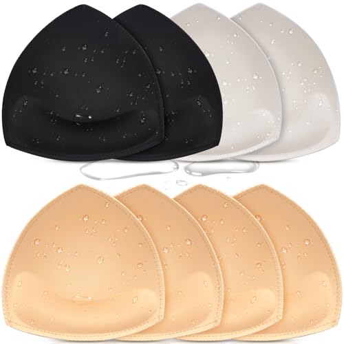 Image of Waterproof Bathing Suit Cups Inserts - Swimsuit Pads Insert Push up for Women, 4 Pairs Sewn-Edge Bikini Padding Insert