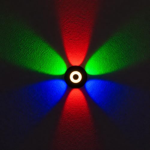 Image of Waterproof Up Down Led Wall Lamp, Aluminium IP65 Body 6+1 Way, Multycolor, Indoor /Outdoor Decorative Wall Sconce Light (HaloBeam 6 Way Color)