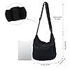 Auliuse Canvas Hobo Bag for Women Men, Crossbody Messenger Tote Bag Large Capacity Versatile Casual Shoulder Bag with Zipper and Adjustable Strap for Travel Outings Work Sports School (Black) #1