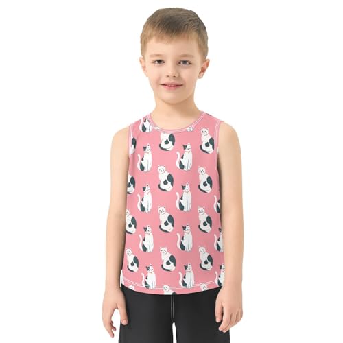 Baby Boys Sleeveless Tank Top Cute Cat Toddler Athletic Vest 3-10T2