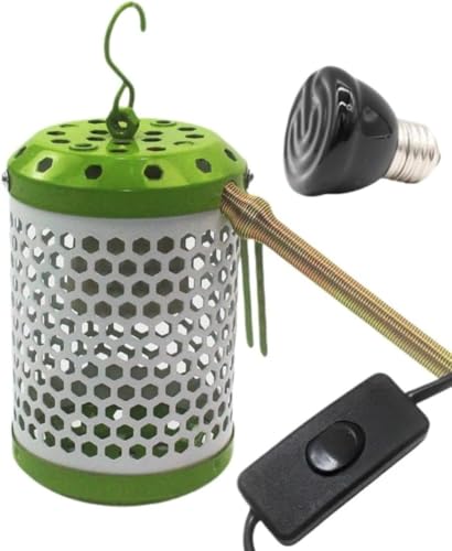 Giawkca バードウォーマー インコ 加温リクライニングヒーター 爬虫類ウォーマー 断熱電球カバー付き 安全で省エネ 漏れ防止 防寒 オウム 爬虫類 両生類 (12.8*8.5CM,ランプシェード + 50W セラミックランプ)