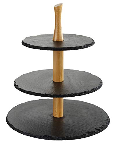 APS Présentoir à 3 étages en ardoise naturelle diameter 30 / 25 / 20 cm x h 34 cm, env. Épaisseur : 0,6 cm - Image 2