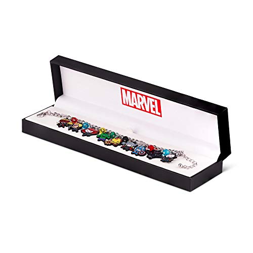 The Avengers Chibi Form Characters 15mm Enamel Charm Bracelet - Polished Silver Finish Chain Bangle Jewelry with Colorful Beads for Men & Women - Cool Novelty Item for Marvel Movies or Comics Fans2