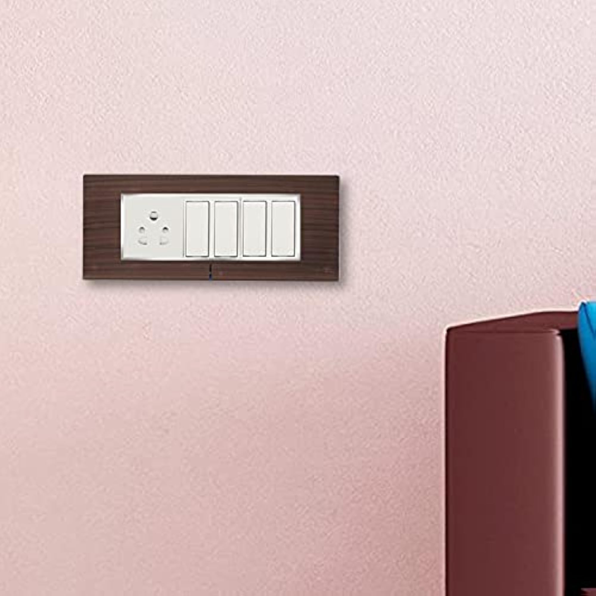 6 Modular Plate with Blue LED Indicator, Natural Wood