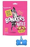 DN Essentials Bundle - Bonkers Bacon Bitties Flavored Dog Treats with Crunchy Outer Shell, Gooey Center, 1-5.3 oz Bag with Bonus Bone Waste Bag Dispenser & Free Roll!