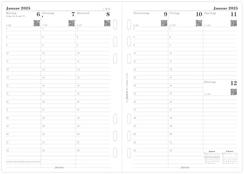 Filofax Personal Kalender 2023 - 1 Woche Auf 2 Seiten Horizontal