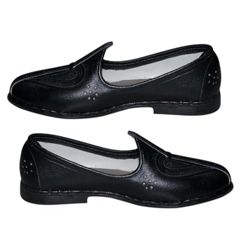 EAGLE FAN Men's Ethnic Embroidery Juttis and Mojaris for Wedding|Party|Occasions|Fashion|Outdoor|Indoor|Lightweight|Shoes with TPR Sole SGSA-Black -75