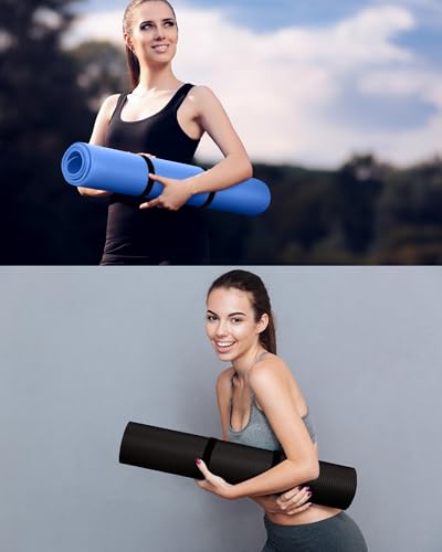 Image of Woanger Yoga Mats (72x24) 3 /8 Inch Thick Exercise Yoga Mat for Home Workout with Strap Non Slip Pilates Gym Supplies for Women Men
