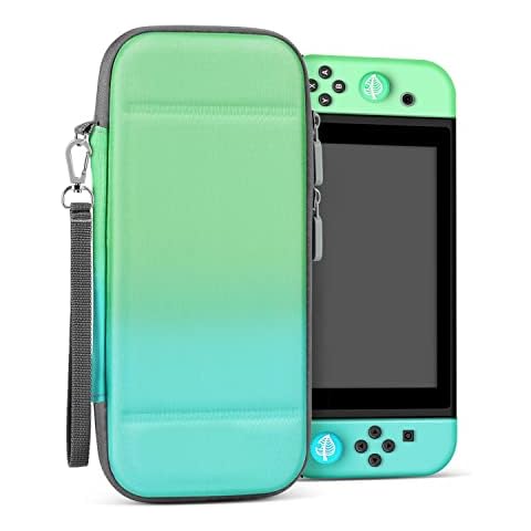 TNP Carrying Case for Nintendo Switch, Blue Green - Kawaii Cute Portable Travel Case, Protective Storage Carry Bag for Girls, 10 Game Cartridge Holder Cover