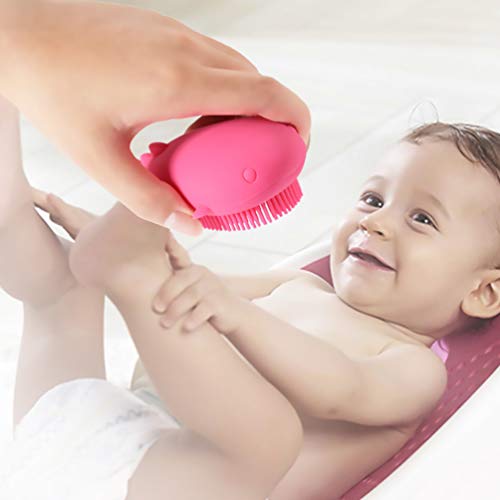 NUOBESTY Escova de banho de silicone em forma de baleia, xampu para banho de bebê, escova esfoliante