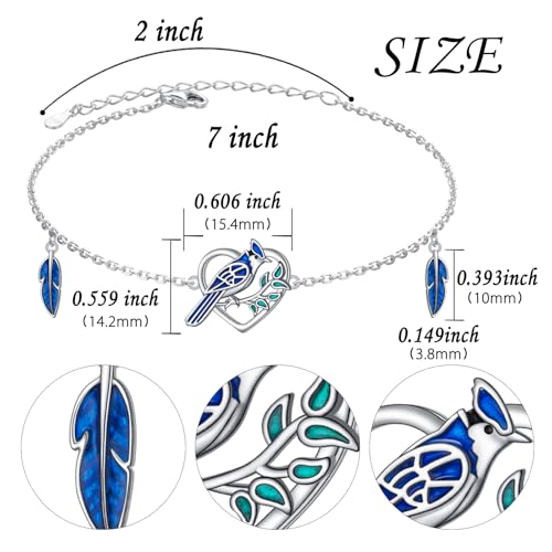 Image of Ladytree Bracelet for Women 925 Sterling Silver Cute Flying Bat /Blue Jay /Turtle /Bunny /Stingary /Octopus Charm Adjustable Bracelet Ocean Jewelry Gifts for Teen Girls Mother Wife Daughter Family