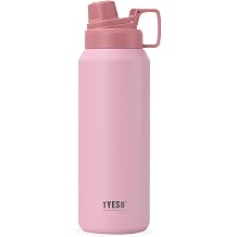 TYESO 30oz Water Bottle with Carrying Handle Lid | Insulated Stainless Steel Thermos | Gym & Sports Travel Bottle | Leak Proof & BPA Free | Summit Collection Perfect Holiday Gift Pink