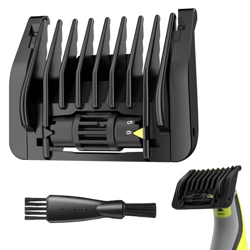 6-in-1 Adjustable Guard for Oblade QP2520 QP2530 QP2630 QP2620 QP2510 QP2521 QP2522 QP2531 QP6510, 1/2/3/4/5/6mm Trimmer Guards Replacement for Face and Body, Guide Comb with Cleaning Brush